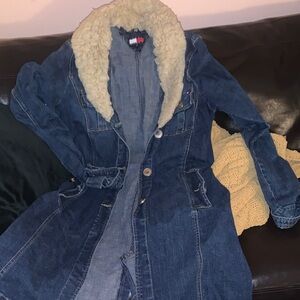 TOMMY JEANS Denim Jacket with Faux Shearling Collar